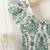 Cream & green floral printed cotton smocked ruffle sleeve fit & flare girls dress