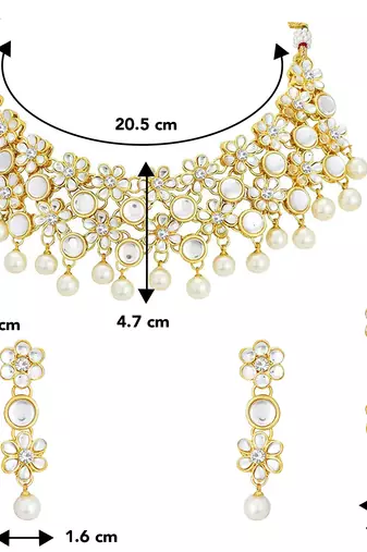 Aheli flower kundan pearl necklace with maang tikka earring traditional jewellery set