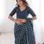 Navy blue bloue piece with cotton printed saree