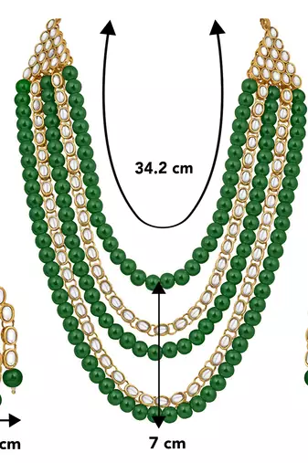 Aheli kundan brass alloy pearl long necklace with earring indian traditional jewellery set