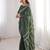 Green bloue piece with cotton printed saree