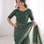 Green bloue piece with cotton printed saree