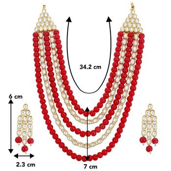 Aheli kundan pearl long necklace with earring indian traditional jewellery set 4