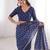 Indigo bloue piece with cotton printed saree