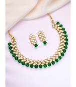 Aheli green indian kundan pearl bridal traditional choker necklace jewellery set with earrings