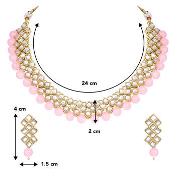 Aheli ethnic kundan pearl bridal traditional choker necklace jewellery set with dangle earrings 4