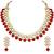 Aheli red indian ethnic kundan pearl fancy bridal traditional choker necklace jewellery set with earrings