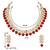 Aheli red indian ethnic kundan pearl fancy bridal traditional choker necklace jewellery set with earrings