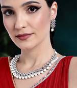Aheli indian ethnic kundan pearl fancy bridal traditional choker necklace jewellery set with earrings