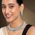 Aheli sky blue ethnic kundan pearl fancy bridal traditional choker necklace jewellery set with earrings