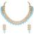 Aheli sky blue ethnic kundan pearl fancy bridal traditional choker necklace jewellery set with earrings
