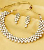 Aheli indian ethnic kundan pearl fancy bridal traditional choker necklace jewellery set with earrings