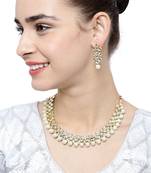 Aheli indian ethnic kundan pearl fancy bridal traditional choker necklace jewellery set with earrings