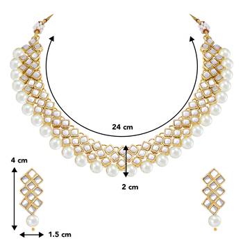 Aheli indian ethnic kundan pearl fancy bridal traditional choker necklace jewellery set with earrings 4