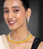 Aheli indian ethnic kundan pearl fancy bridal traditional choker necklace jewellery set with earring