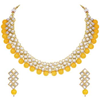 Aheli indian ethnic kundan pearl fancy bridal traditional choker necklace jewellery set with earring 3