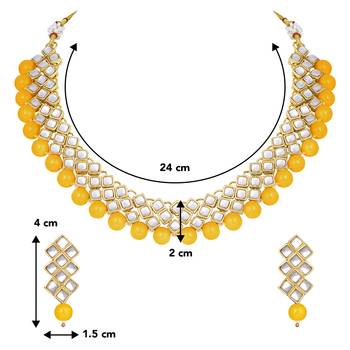Aheli indian ethnic kundan pearl fancy bridal traditional choker necklace jewellery set with earring 4