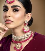 Aheli pearl kundan choker necklace earring maang tikka traditional jewellery set