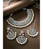 Aheli silver indian ethnic kundan pearl fancy bridal traditional necklace jewellery set with earrings