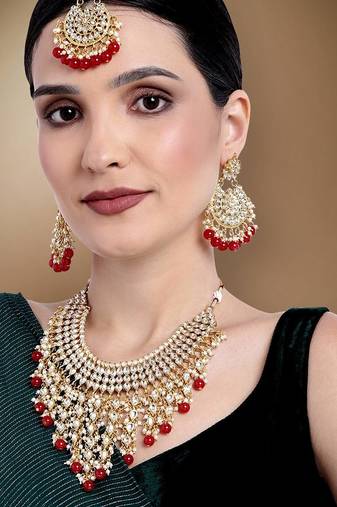 Aheli wedding wear choker necklace with maang tikka set ethnic fashion gift for women