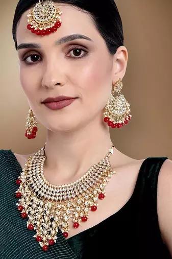 Aheli wedding wear choker necklace with maang tikka set ethnic fashion gift for women
