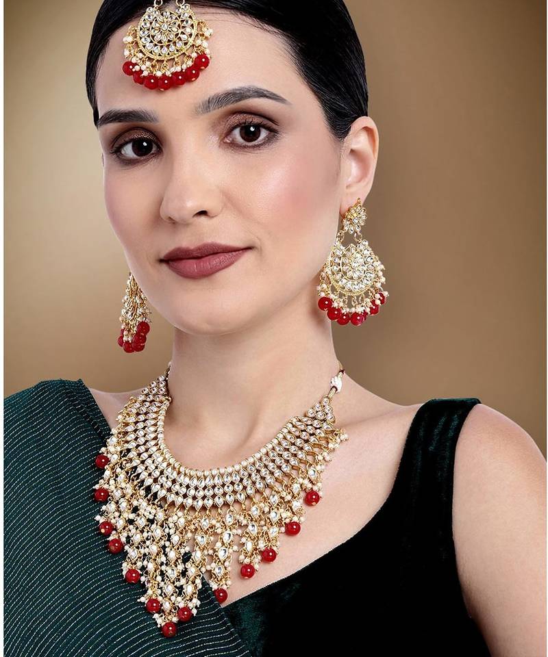 Aheli wedding wear choker necklace with maang tikka set ethnic fashion gift for women
