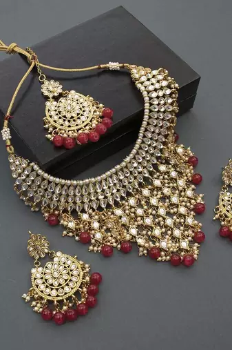 Aheli wedding wear choker necklace with maang tikka set ethnic fashion gift for women