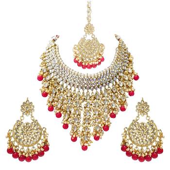 Aheli wedding wear choker necklace with maang tikka set ethnic fashion gift for women 3