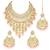 Aheli traditional kundan & pearl drop pink choker necklace earring set with maang tikka for women
