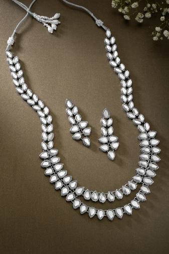 Aheli kundan long necklace set with earrings gift for women