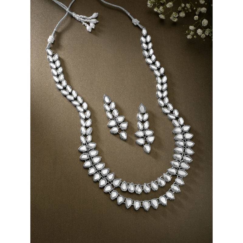 Aheli kundan long necklace set with earrings gift for women