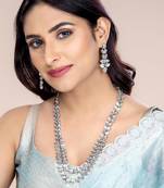 Aheli kundan long necklace set with earrings gift for women