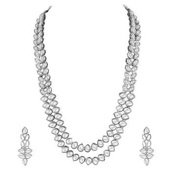 Aheli kundan long necklace set with earrings gift for women 3