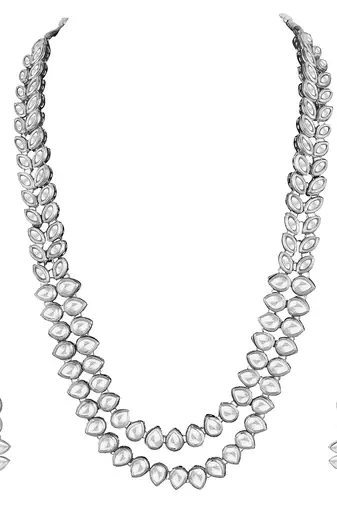 Aheli kundan long necklace set with earrings gift for women