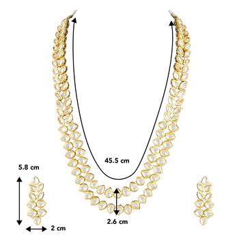 Aheli white kundan long necklace set with earring for women 4