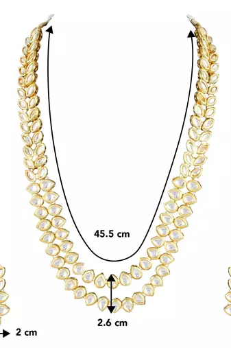 Aheli white kundan long necklace set with earring for women