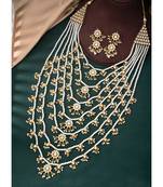 Aheli traditional white floral multi layered necklace earrings jewellery set for women