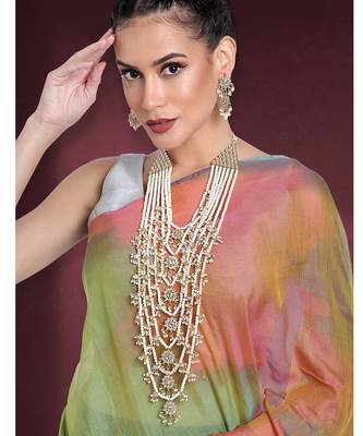 Aheli traditional white floral multi layered necklace earrings jewellery set for women 2