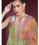 white floral multi layered necklace earrings jewellery set
