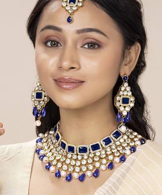 Aheli choker necklace with maang tikka earrings traditional bridal wedding jewellery set for women 1