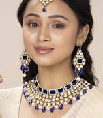 Aheli choker necklace with maang tikka earrings traditional bridal wedding jewellery set for women
