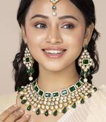 Aheli choker necklace with maang tikka earrings traditional bridal wedding jewellery set gift for women
