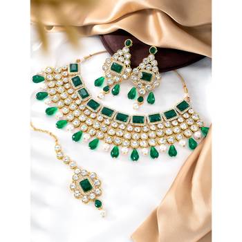 Aheli choker necklace with maang tikka earrings traditional bridal wedding jewellery set gift for women 2