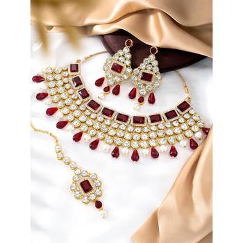 Aheli choker necklace with maang tikka earrings traditional bridal wedding jewellery set for women 2