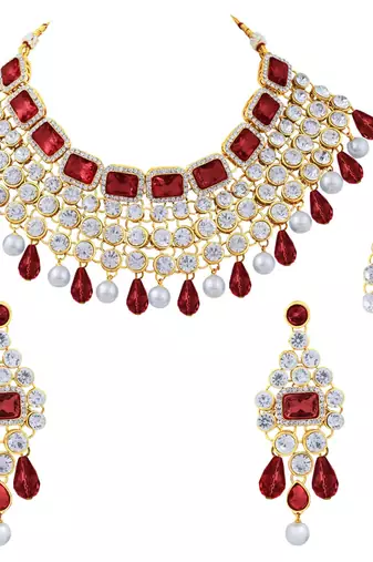 Aheli choker necklace with maang tikka earrings traditional bridal wedding jewellery set for women