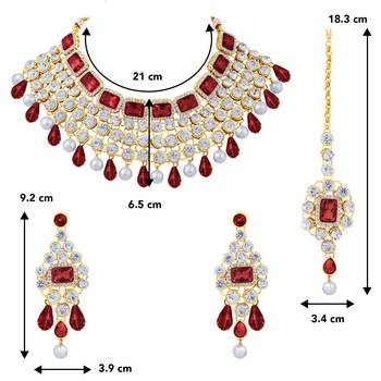 Aheli choker necklace with maang tikka earrings traditional bridal wedding jewellery set for women 4