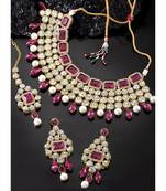 Aheli rani pink choker necklace with maang tikka earrings indian traditional jewellery set gift for women