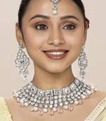 Aheli choker necklace with maang tikka earrings bridal wedding jewellery set gift for women