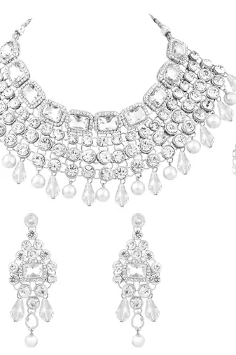 Aheli choker necklace with maang tikka earrings bridal wedding jewellery set gift for women