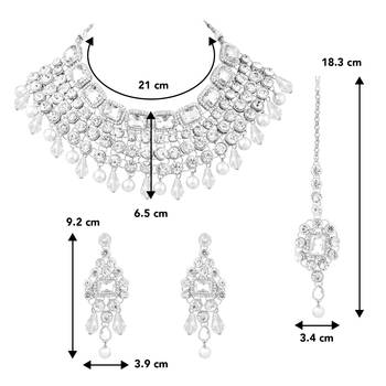 Aheli choker necklace with maang tikka earrings bridal wedding jewellery set gift for women 4
